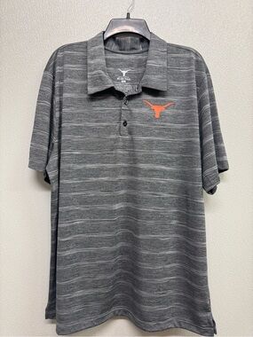 We Are Texas Longhorns Men's Gray Striped Polo Shirt Sz XL